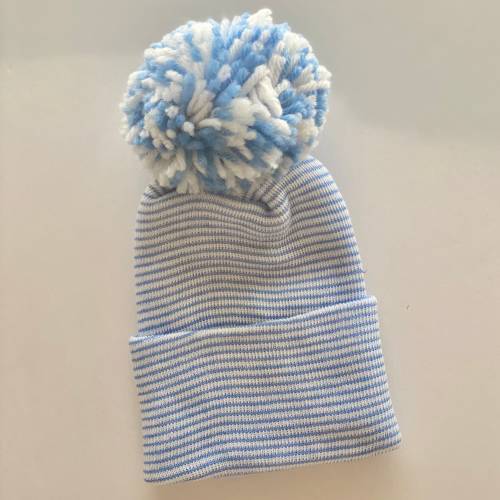 Newborn Hospital Beanie, Baby Hat, Gender Neutral Hat, Hospital Hat, Baby Pom-Pom Beanie