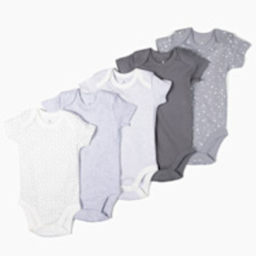 Small Story Short Sleeve Solid Organic Cotton Bodysuits (5 Pack) - Heather Gray, 3-6 M