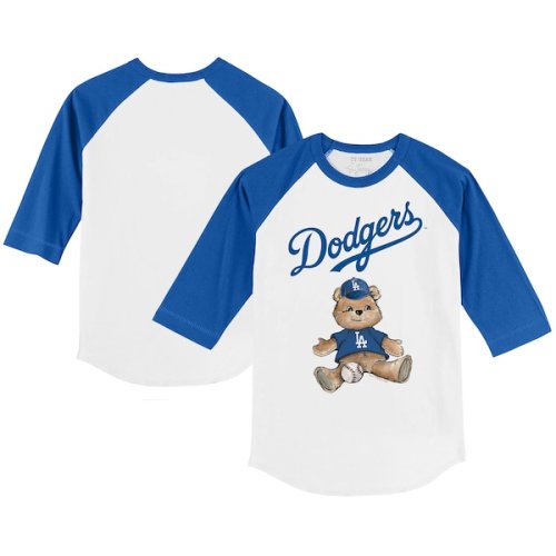 Los Angeles Dodgers Tiny Turnip Infant Teddy Boy Raglan 3/4 Sleeve T-Shirt - White/Royal