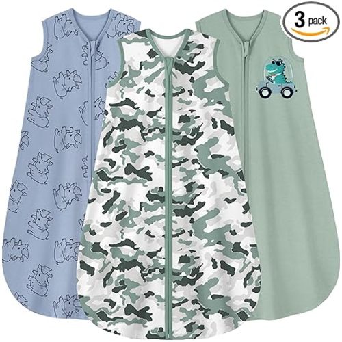 Yoofoss Baby Sleep Sack 0-6 Months Wearable Blanket for Babies 100% Organic Cotton 2-Way Zipper TOG 0.5 Toddler Sleeping Sack 3 Pack, Comfy Lightweight Sleep Sacks