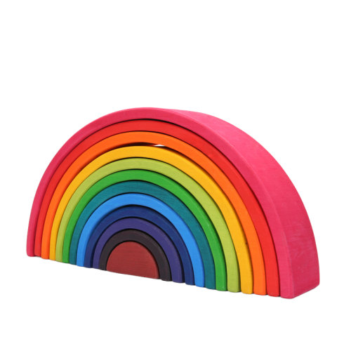 12-Piece Large Wooden Rainbow Stacking Blocks – Primary Colors | Pine