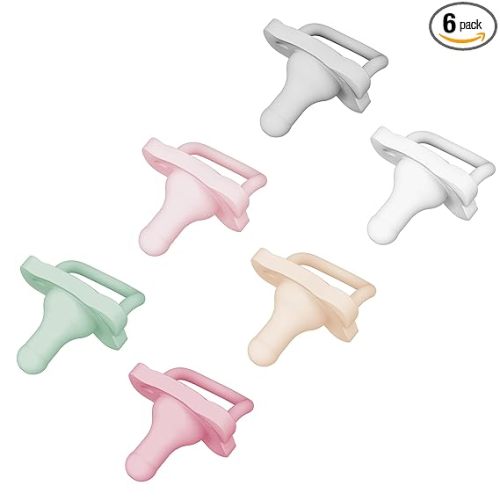 Dr. Brown's HappyPaci 100% Silicone, Newborn Baby Pacifiers 0-6 Months, BPA Free, White, Pink, Light Pink, Cool Gray, Green, and Ecru, 6 Pack