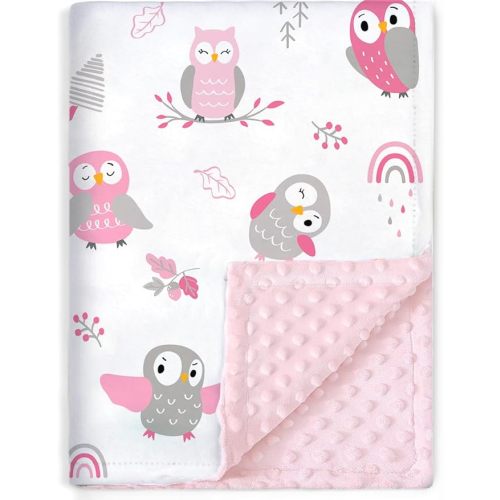 BORITAR Baby Blanket for Boys Girls Soft Plush Minky Fabric with Dotted Backing, Lovely Animal Owl Design Blanket for Toddler Newborn 30 x 40 Inch(75x100cm)