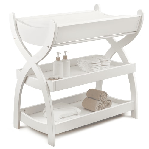 Comfy Cubs Baby Changing Table with Two Open Shelves for Storage - White