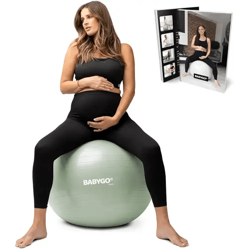 BABYGO Birthing Ball - Pregnancy Yoga Labor & Exercise Ball & Book Set Trimester Targeting, Maternity Physio, Birth & Recovery Plan Included Anti Burst Eco Friendly