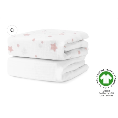 Breathable, Organic Cotton Sheets (2-pack) - Standard / Stardust Blush Coral & White