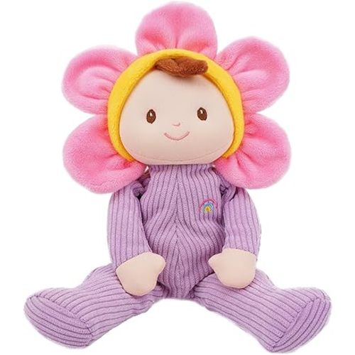 June Garden My First Doll Florie Blossom – 10" Soft Plush Doll – Baby Safe Infant Cuddle Toy – Newborn Purple Corduroy – 0+ Months