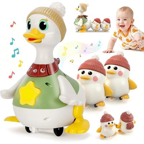 KETIEE Baby Toys 6-12 Months Musical Dancing Duck Set | Tummy Time Crawling Toy with Lights and Sounds, 3 Interactive Ducks for Sensory Development, Gift for 1-3 Year Old Boy Girl