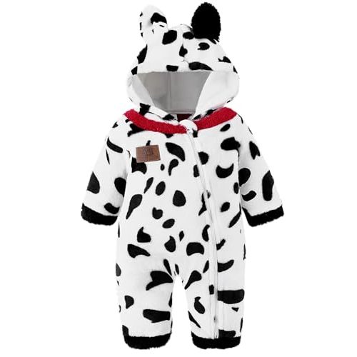 Redair Newborn Baby Bear Outfit Boys Girls Fleece Hooded Romper Jumpsuit Baby Winter Clothes Snowsuit for 0-18 Months