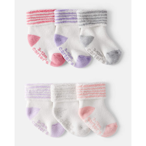 Baby Girl 6-Pack Striped Ankle Socks - White - Carter's | Carter's