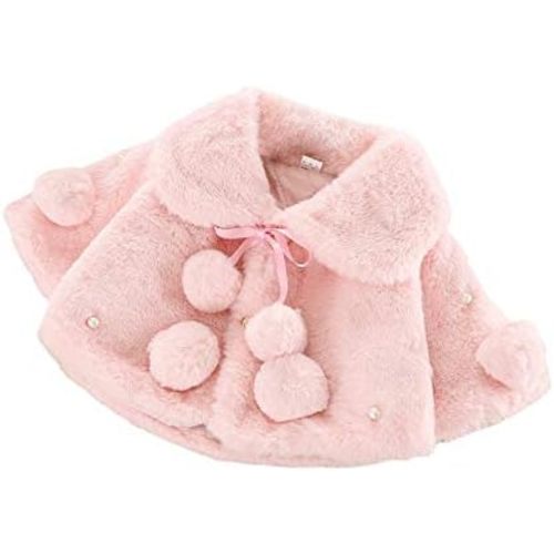 LXXIASHI Toddler Baby Girl Winter Fur Coat Jacket Cloak Thicken Shawl Snowsuit Outerwear Clothes