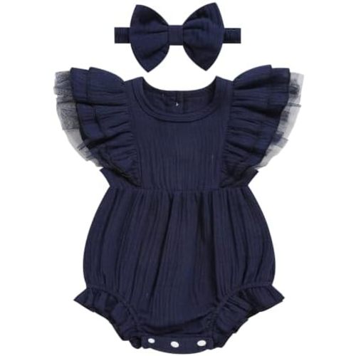 TITKKOP Ruffle Bubble Romper for Baby Girl | One-Piece Shorts Jumpsuit | Summer Outfit & Dress for Infants 0-18M