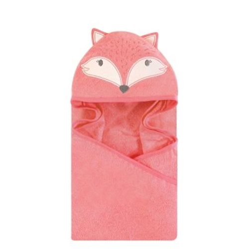 Hudson Baby Infant Girl Cotton Animal Face Hooded Towel, Miss Fox, One Size