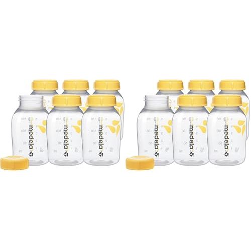 Breast Milk Collection and Storage Bottles with Solid Lids - 5oz-150mL Breastmilk Container, Compatible with Medela Breast Pumps and Made Without BPA 6 Count (Pack of 2)