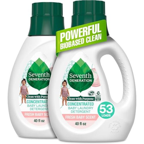 Seventh Generation Concentrated Baby Laundry Detergent, Fresh Scent, 40 Fl Oz, Pack of 2