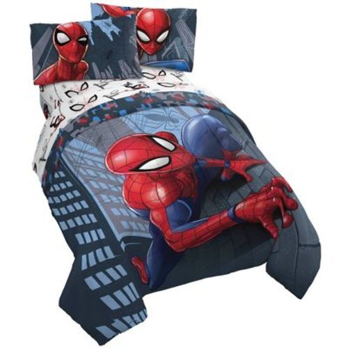 Full Spider-Man Crawl Reversible Kids' Bed in a Bag: Marvel Comforter Set with Sheets & Pillowcases, Multicolor