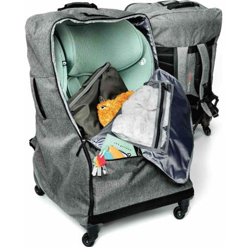 The Little Stork Wheeled Padded Travel Backpack Car Seat, Gray, 1 Count