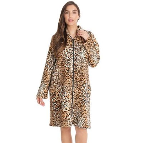 Just Love Plush Zipper Lounger Short Robe. (Leopard, Large)