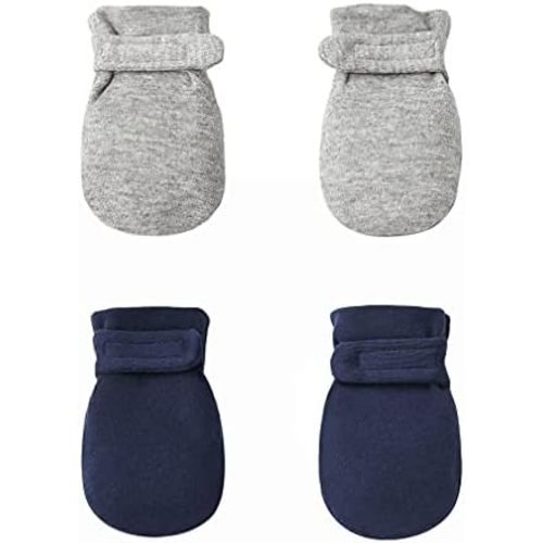 Newborn Baby No Scratch Mittens Stay On, 100% Cotton Breathable, Adjustable Infant Gloves for Baby Boys Girls Mittens