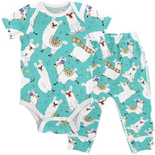 vvfelixl Baby Clothes Set - Cute Cartoon Pattern Bodysuits & Pants Set - Unisex 0-24 Months