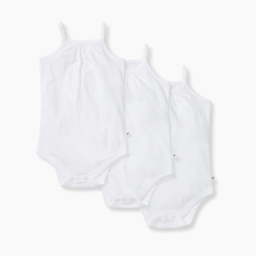Burt's Bees Baby Organic Cotton Set of 3 Solid Camisole Bodsuits - Cloud White, 3-6 M