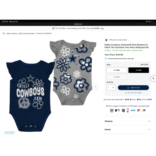 cowboys girl onsies
