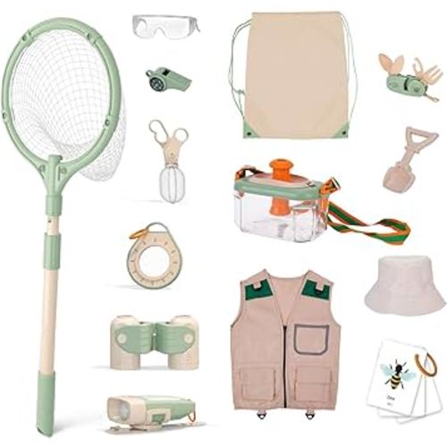 Kids Explorer kit, Bug catching kit for Kids with Safari Vest and hat, Camping Adventure Set, Explorer kit Gift for Boys and Girls with Bug catching net