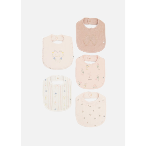Floral Meadow Cotton Bibs 5 Pack