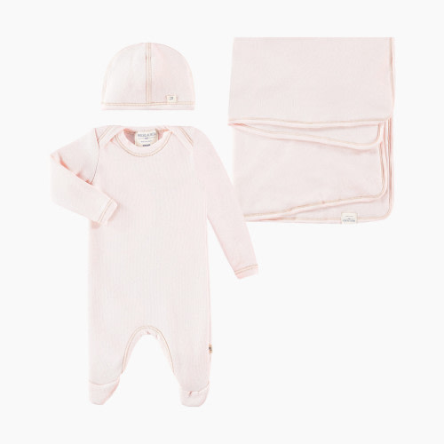 Paige Lauren Newborn Welcome Home Fleece Lap Tee Footie Romper, Blanket, Cap Sets-Splendid - Pink, Newborn