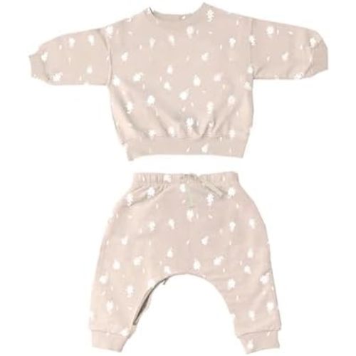 GUNAMUNA Unisex Baby Fleece Sweatsuit, Easy Diaper Changes, Toddler Baby Joggers, Adjustable Waist, Daytime Set