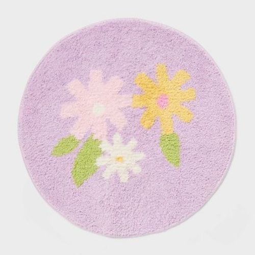 24" Round Easter Floral Bath Rug Lilac - Room Essentials™