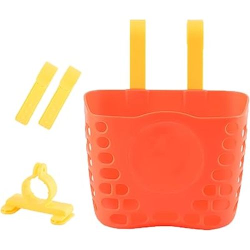 Kids Bike Basket - Children's Adjustable Straps Front Basket for Boys & Girls, Strong Load Bicycle Handlebar Basket for Outdoor Cycling