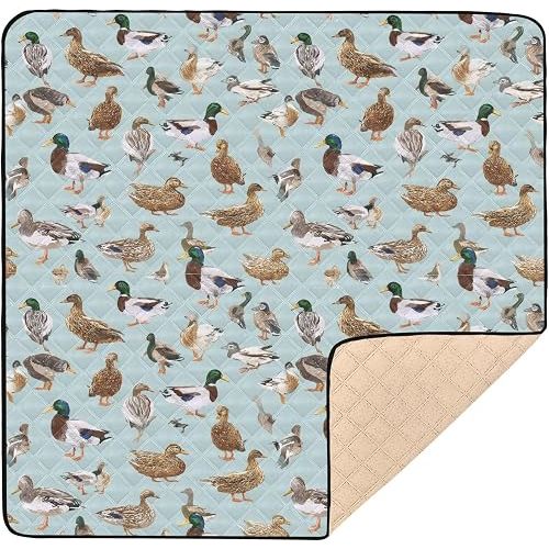 SHJI Mallard Ducks Baby Play Mat Baby Crawling Mat Foldable Playmat for Babies 50 x 50 Inch