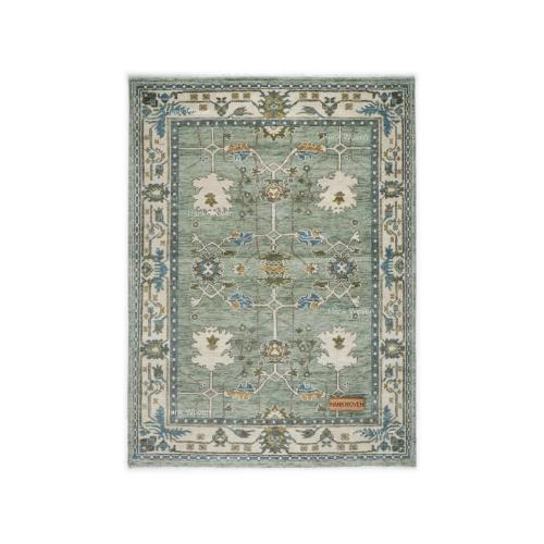 Light Green Oushak Area Rug | Chaining Donegal Arts & Craft Hand Knotted Rug | Handmade Soft Wool Rug Living Room 8x10 Rug in All Sizes