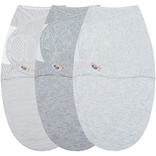 Adjustable Baby Cotton Swaddle Blanket, Ultra Soft Newborn Sleep Sack Wrap, Cozy Receiving Blanket by BlueSnaill (3 Pack,0-3 Month)(Gray)