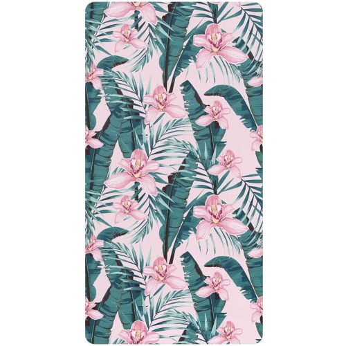 Pink Tropical Fitted Crib Sheet for Girls and Boys,Soft Breathable Cotton Pack N Play Baby Sheet for Standard Size Crib Mattress 21165034