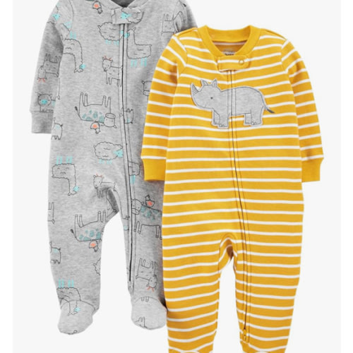 Simple Joys by Carter's Baby Boys' 2-Way Zip Thermal Footed Sleep and Play, Pack of 2