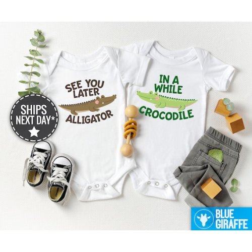 Twin Onesie®s®, See You Later Alligator, in A While Crocodile Twin Onesies®, Funny, Cute Twin Baby Onesies® - Etsy