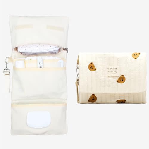 Baby Bag Organizer, Waterproof Mini Diaper Bag, Foldable Mom and Baby Travel Set, Diaper Bag Organizer, with Gift for Baby Shower (Bear)