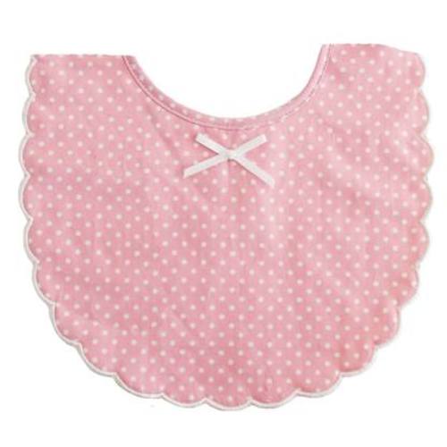 Scallop Bib, Pink/Ivory Dot