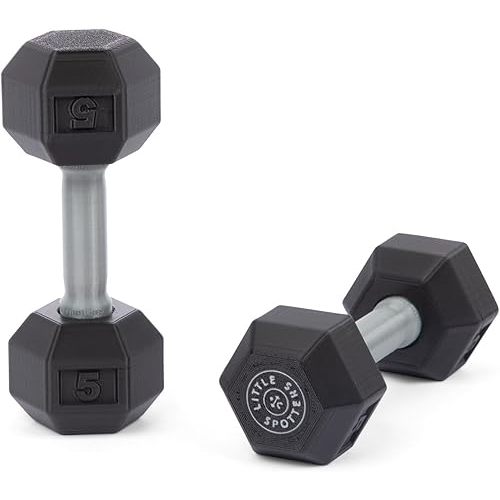 Little Spotters Dumbbell Rattles Set, 2 Pieces, Realistic Looking, Lightweight and Great Sensory Play Toy for Baby Showers and Fitness Loving Parents, 3+ Months, Black, PLA Plastic