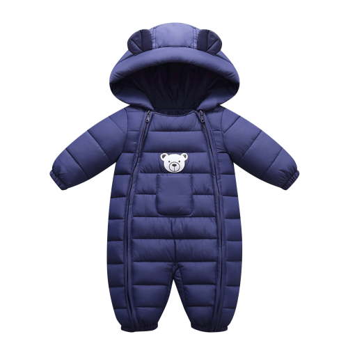 Boys Winter Coat Baby Girls Thick Snowsuit Coats Kids Outdoor Warm Windproof Hooded Romper Jumpsuit Clothes Jackets For Boys Navy 0 Months-6 Months