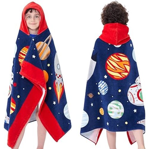 Kids Poncho Beach Towels with Hooded for Bath,Pool,Swim Girls Boys