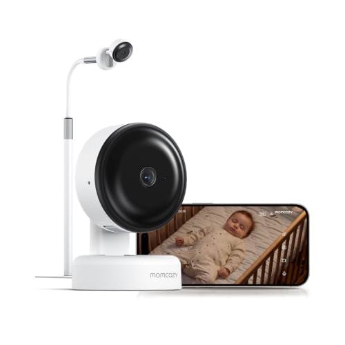 Momcozy Smart Baby Monitor, 2K HD Contact-Free Baby Camera | Smart Notifications for Cry/Sound/Motion, Sleep Activity Log, 2-Way Audio, Night Vision, Table&Floor Stand,2.4/5GHz Wifi,BM08