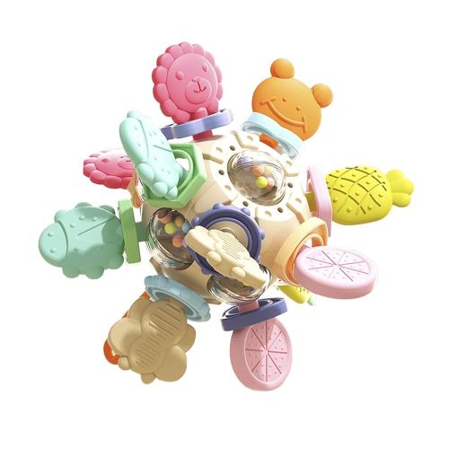 PandaEar Baby Montessori Sensory Toys for 0-6 Months, Silicone Baby Teether Teething Toys, Infant Rattle Chew Teething Ball Learning Developmental 6 to 12 Months Gift, BPA Free