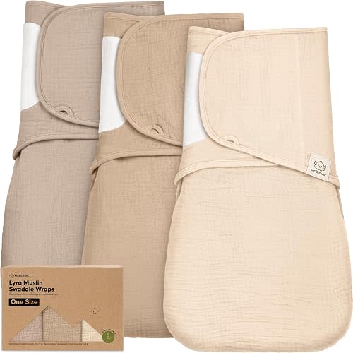 KeaBabies Muslin Baby Swaddles for Newborns – 3-Pack,100% Organic Cotton Swaddles Sleep Sack 0-3 Months, Infant, Baby Girls, Boys, Soft Breathable Summer Swaddler, Easy Quiet Closure (Ecru, OS)