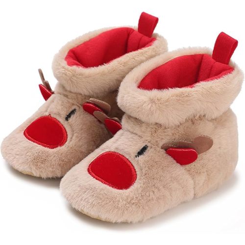 Infant Newborn Baby Girls Boys Christmas Boots Soft Sole Crib Fleece Prewalker Shoes Footwear Winter Warm Booties