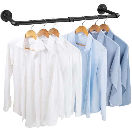 Heavy Duty Industrial Pipe Clothes Rack 38'' L Wall Mounted Garment Rack, Clothes Hanging Rod Bar for Laundry Room