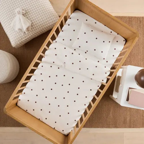 Stonewashed Cotton Chocolate & Coconut Spot Cot Quilt Cover Set | Adairs