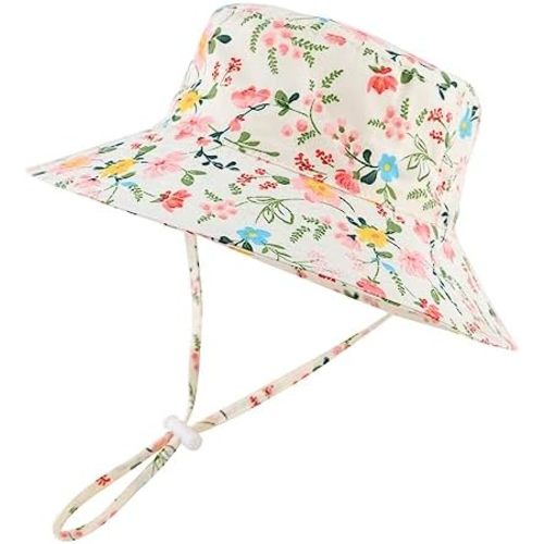 Peecabe Summer Baby Sun Hat for Boys Girls UPF 50+ Wide Brim Toddle Bucket Hat Adjustable Baby Beach Cap 0-8 Years